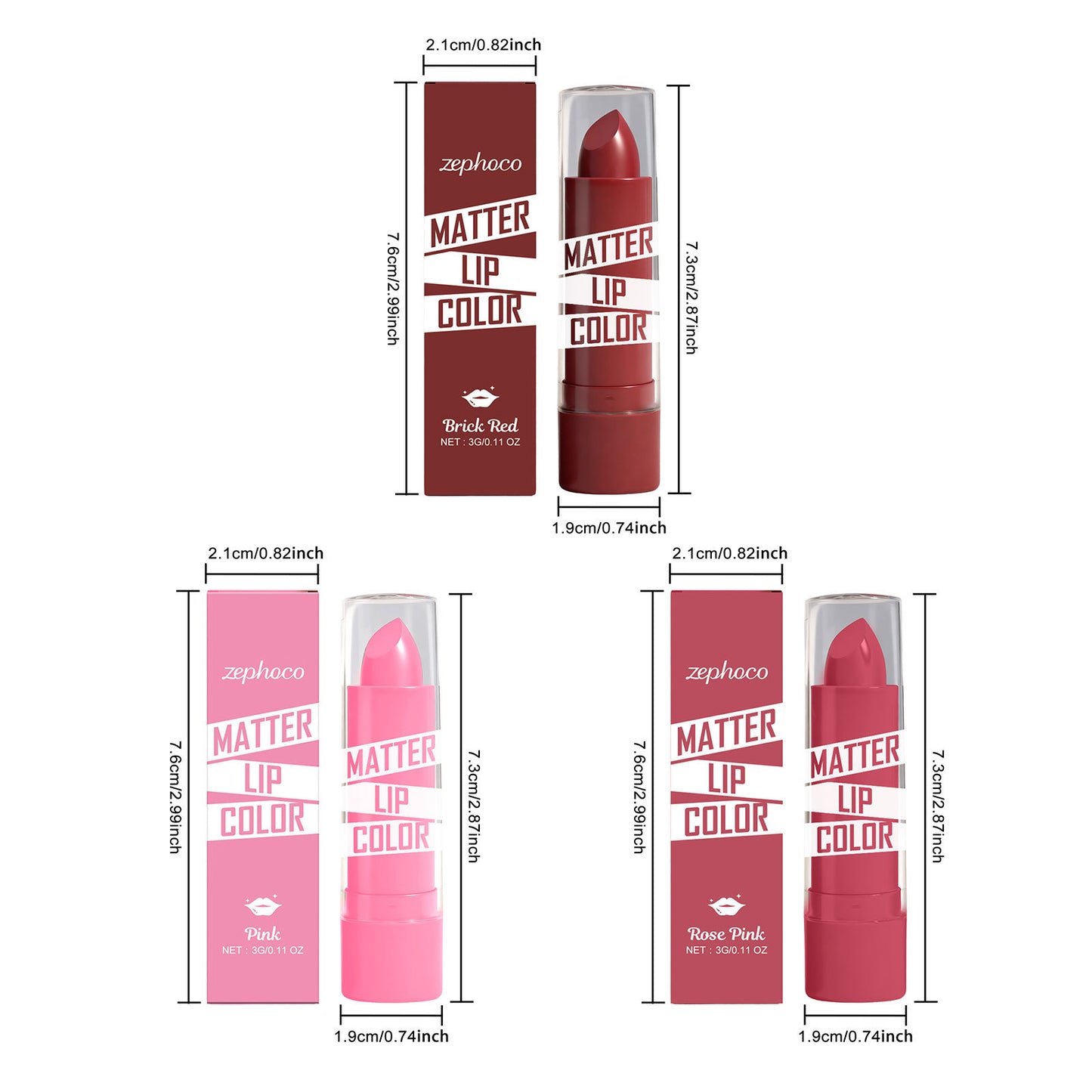 Zephoco Matter Lip Color – Smooth Matte Finish for Defined, Comfortable Lips