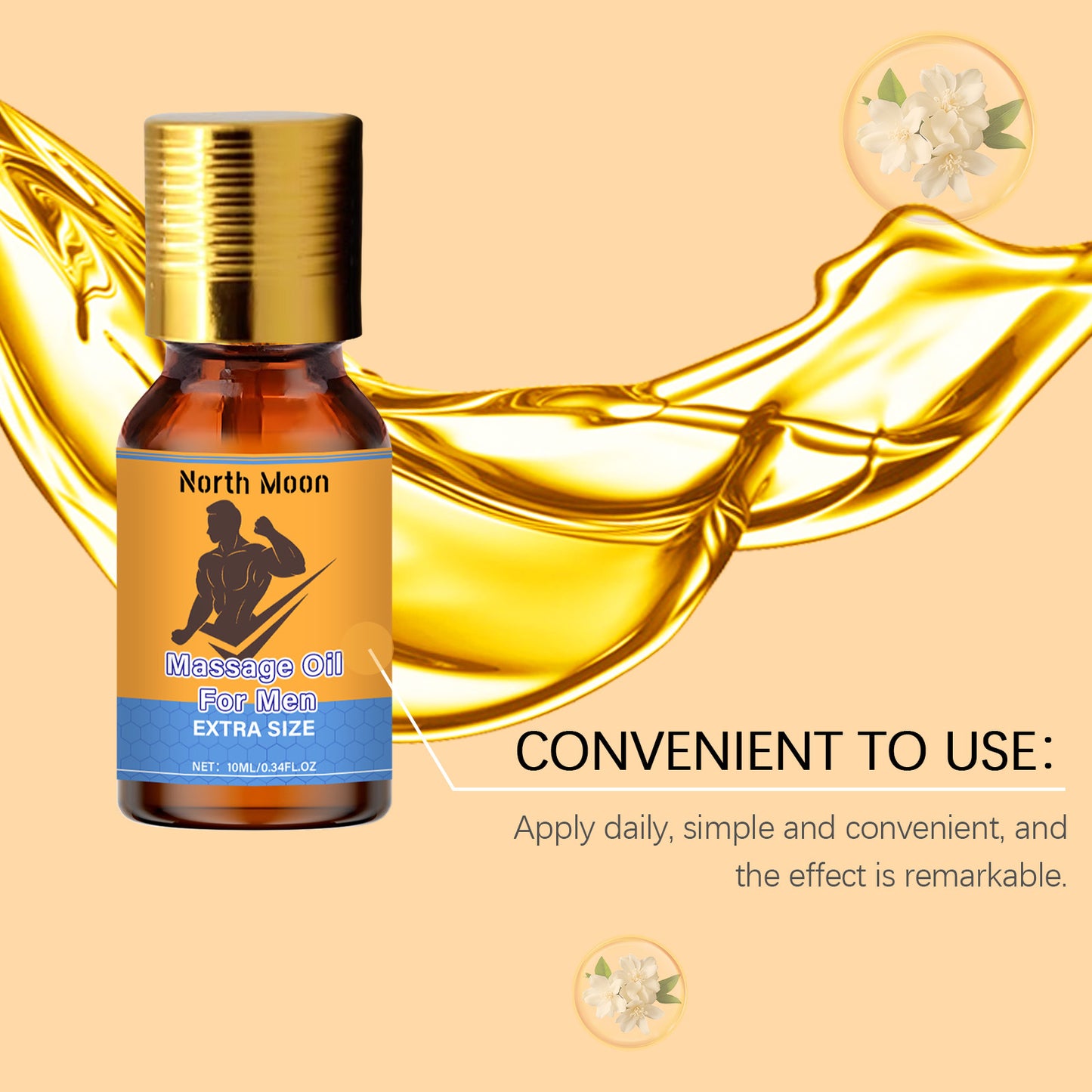 North Moon Men’s Massage Oil – Lightweight Hydrating Body Care Oil for Daily Use (10ml)