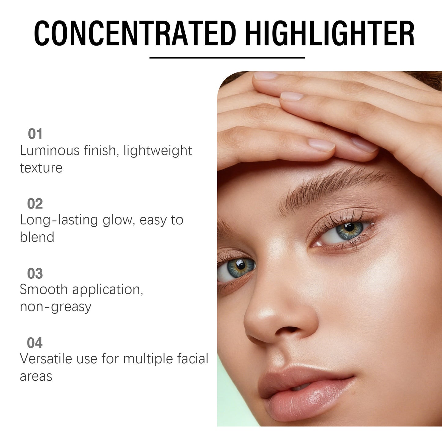 Zephoco Concentrated Liquid Highlighter – Light Brown / Light Gold / Light Pink Glow Drops