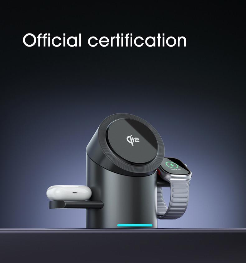 3-in-1 Magnetic Wireless Charger with Electric Pop-Up | Qi2 Compatible