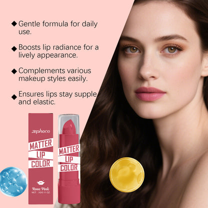 Zephoco Matte Lip Color – Rose Pink | Smooth, Non-Flaky & Long-Wear Lipstick