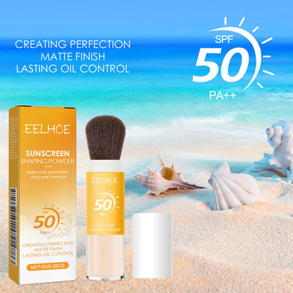 Pinceau Poudre Coiffante Solaire EELHOE SPF50 PA++ – Poudre Fixatrice Matifiante Contrôle du Sébum