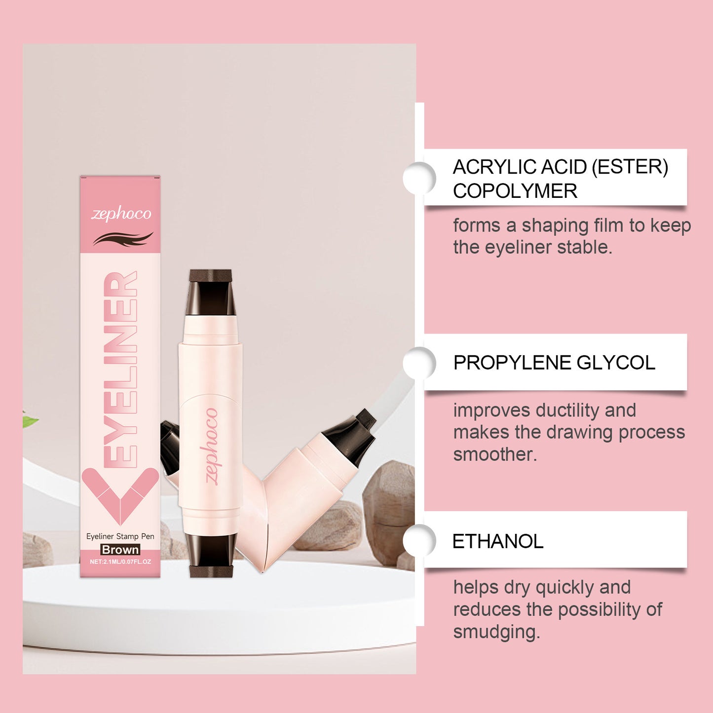 Zephoco Eyeliner Stamp Pen – Quick Winged Eye Makeup Tool