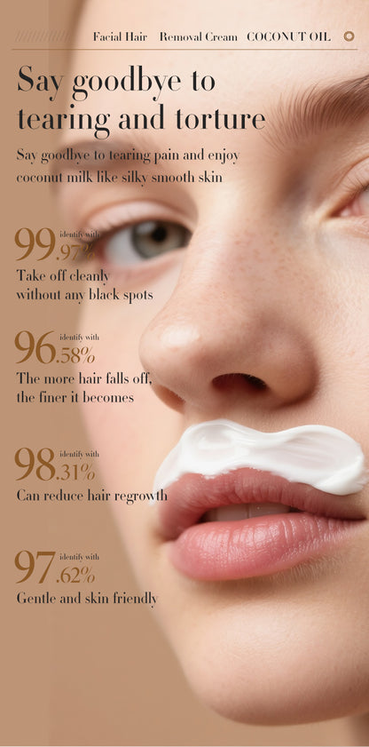 Coconut Oil Facial Hair Removal Cream – Gentle & Smooth Skin Care