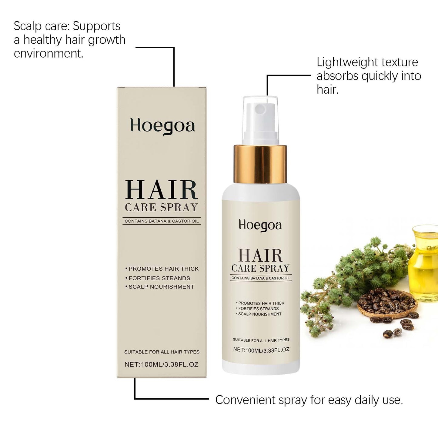 Spray capilar Hoegoa: hidratante y voluminizador (100 ml)