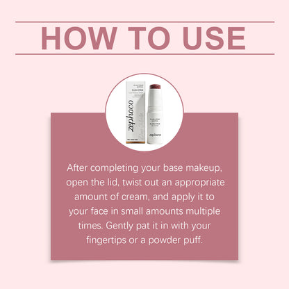 Zephoco Cream Blush Stick: Maquillaje suave y difuminable con brillo natural para mejillas y labios