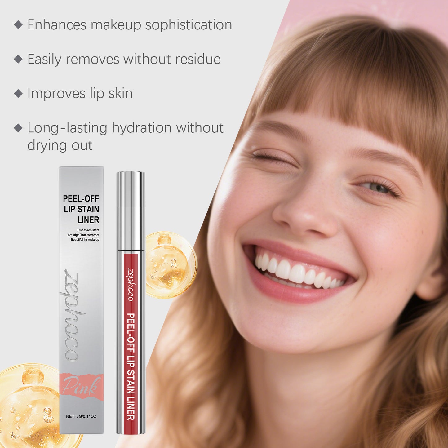 Zephoco Peel-Off Lip Stain Liner – Smooth Color Finish (Multi Shades)