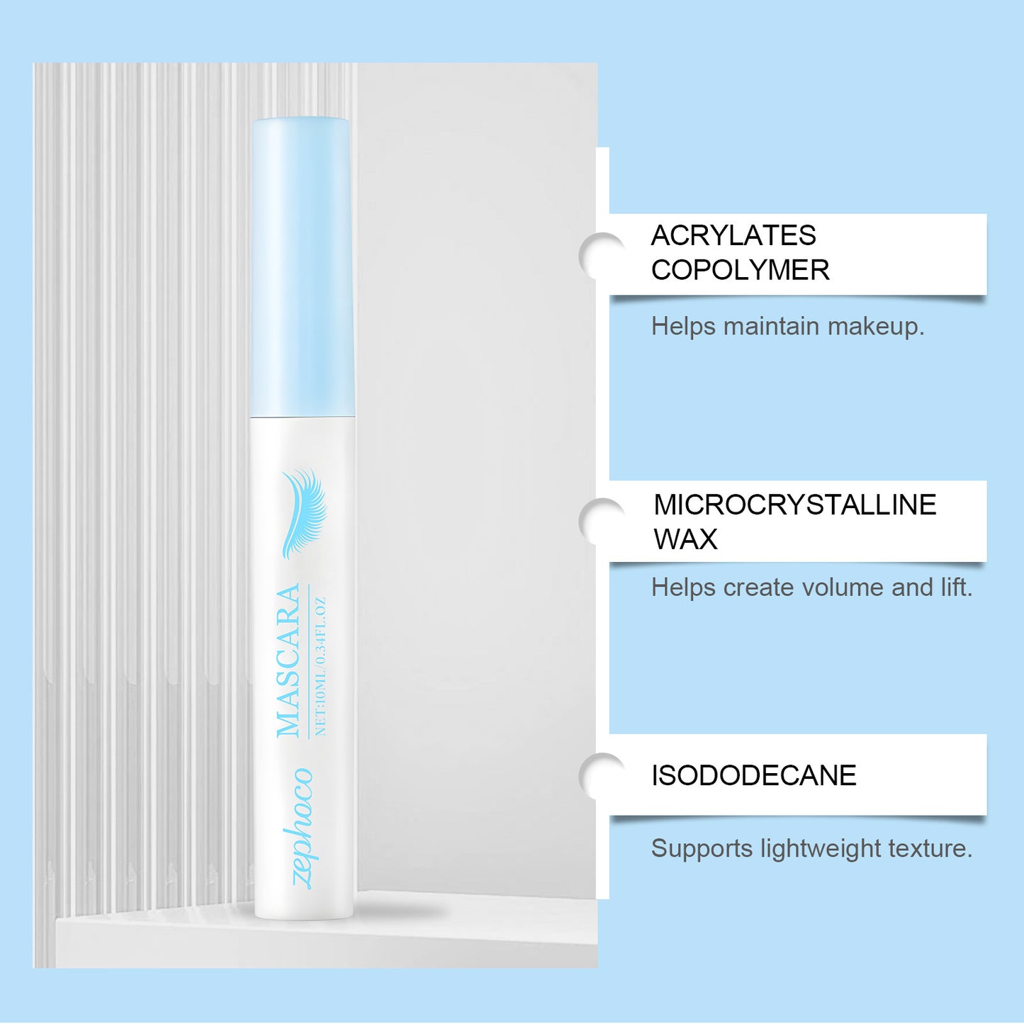 Zephoco Everyday Volumizing Mascara – Smooth, Even-Coating & Natural Lift Effect