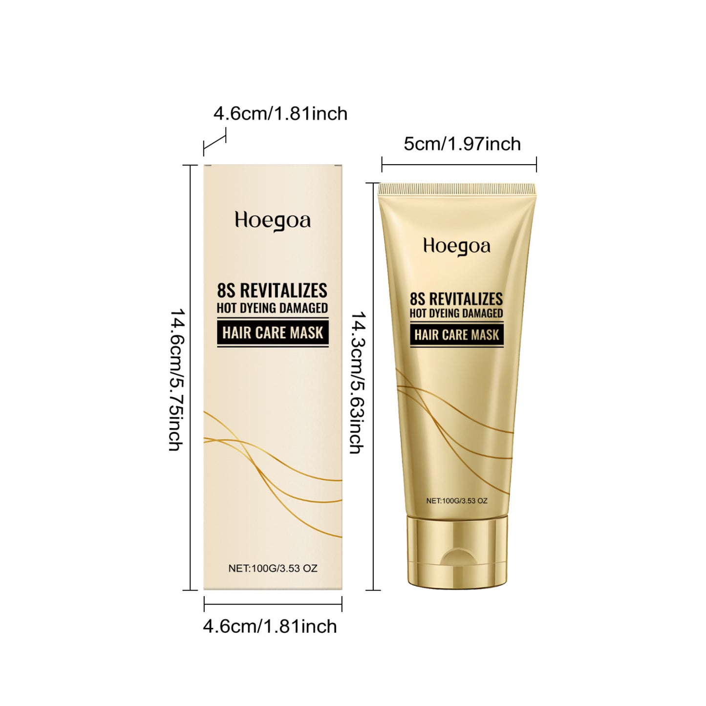 Mascarilla capilar revitalizante Hoegoa 8S: restaura el cabello dañado por la coloración (100 g)