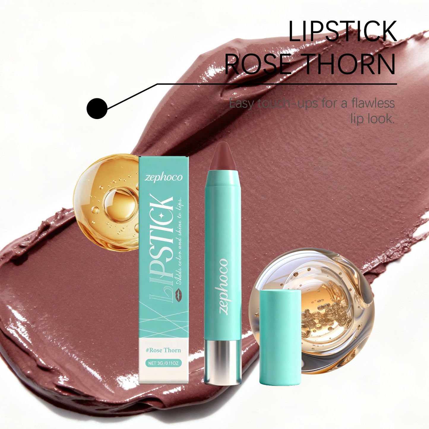 Crayon à lèvres Zephoco – Couleur longue tenue et fini hydratant