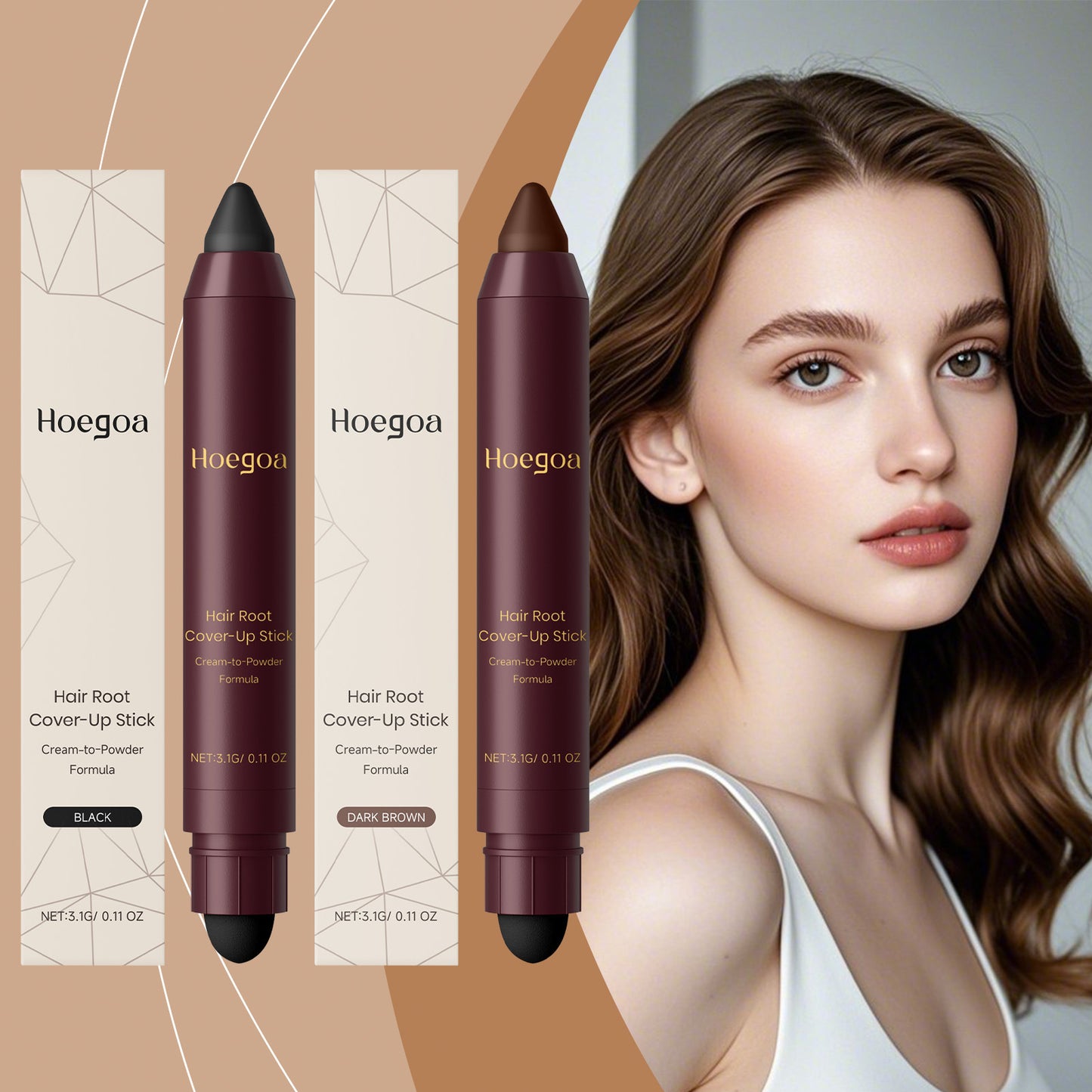 Correcteur de racines Hoegoa en stick – Formule crème-poudre 3,6 g