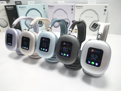 Casque Bluetooth sans fil supra-auriculaire AKZ MAX600 – Écran LED RVB, basses profondes et appels clairs