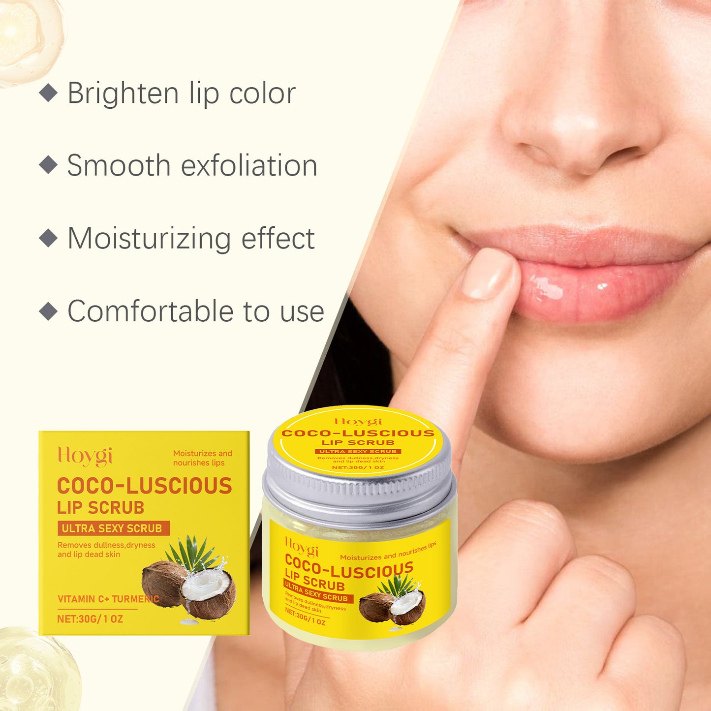 Hoygi Coco-Luscious Lip Scrub – Gentle Exfoliation, Moisturizing & Refreshing Care