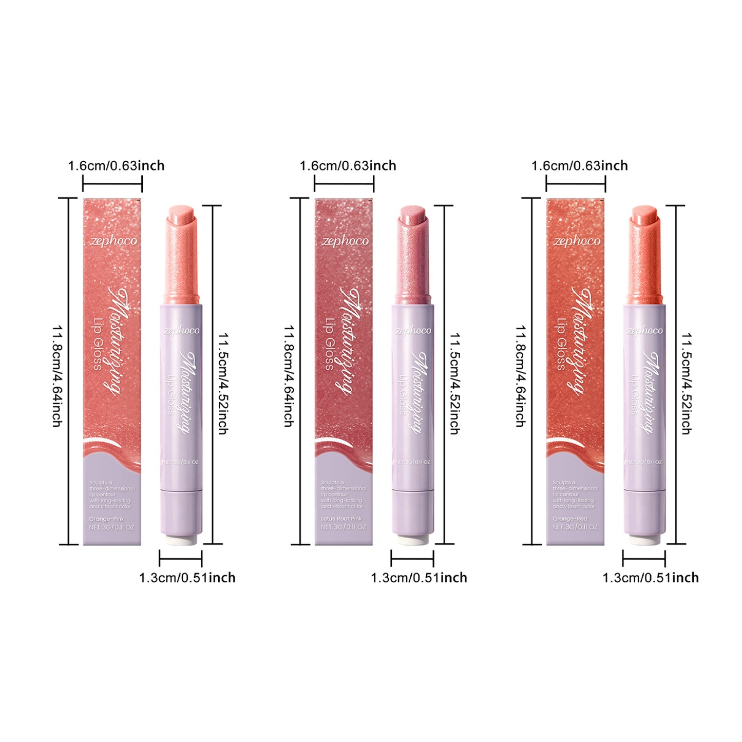Zephoco Glazed Lip Gloss Stick – Moisturizing Shine for Defined, Smooth Lips