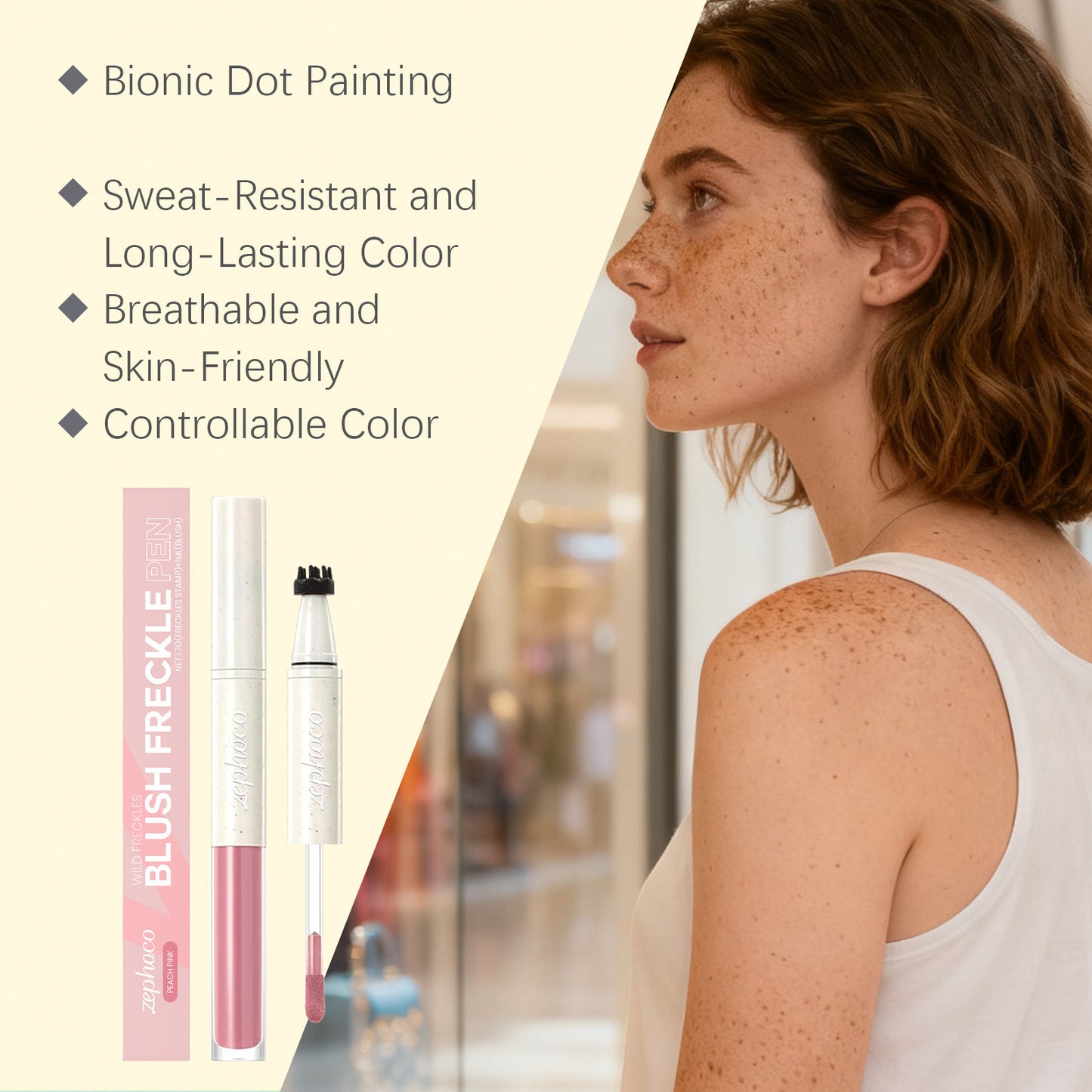 Zephoco Blush Freckle Pen – Quick-Dry, Natural Finish & Portable Double-End Design