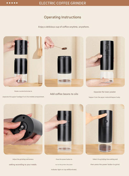 Molinillo de café eléctrico portátil: dosificación precisa y tamaño de molienda ajustable