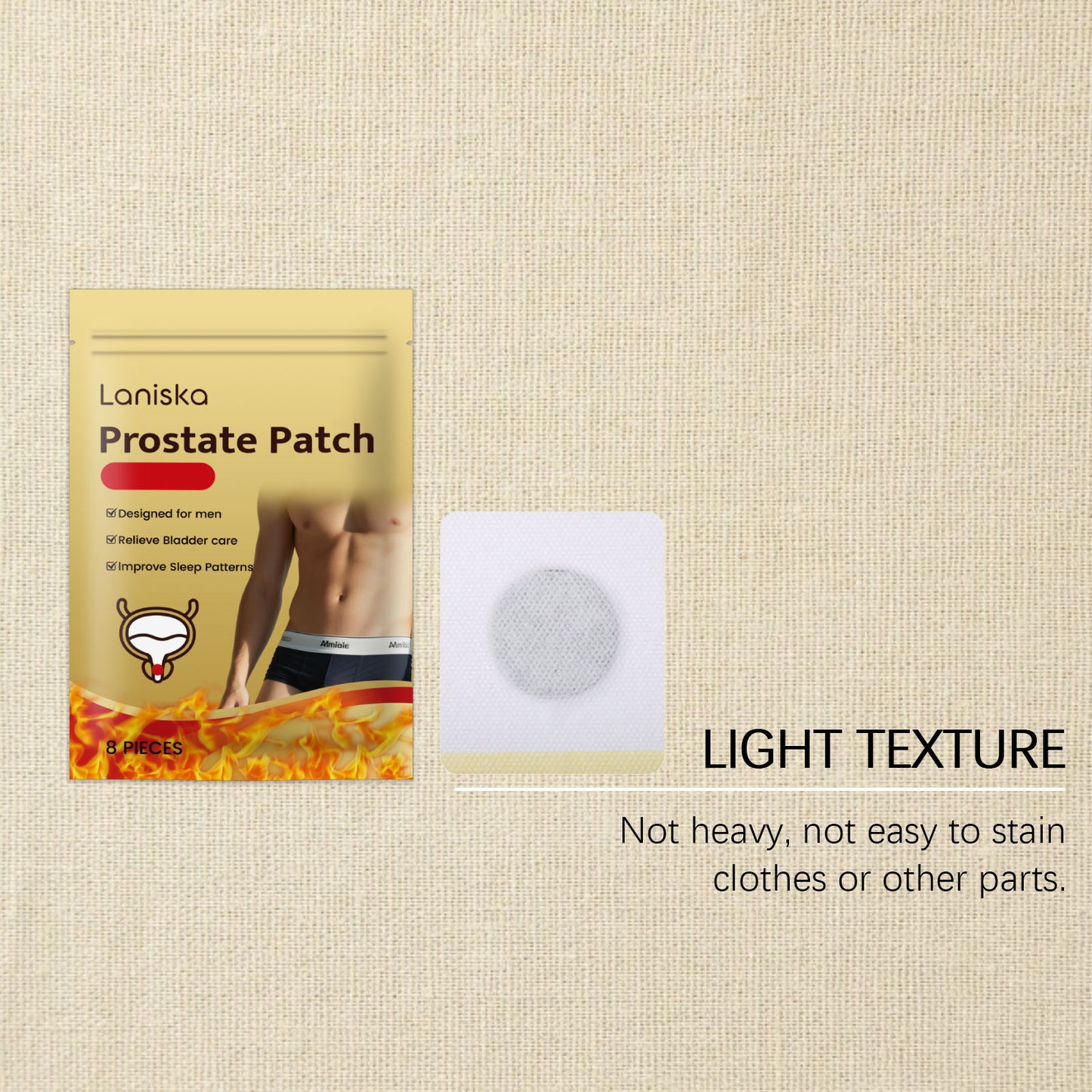 Patchs Laniska pour le soin de la prostate – Patchs chauffants doux pour le bien-être corporel et le confort quotidien (8 pièces)