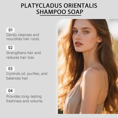 Champú y jabón de Hoegoa Platycladus Orientalis: nutre y fortalece el cabello (120 g)