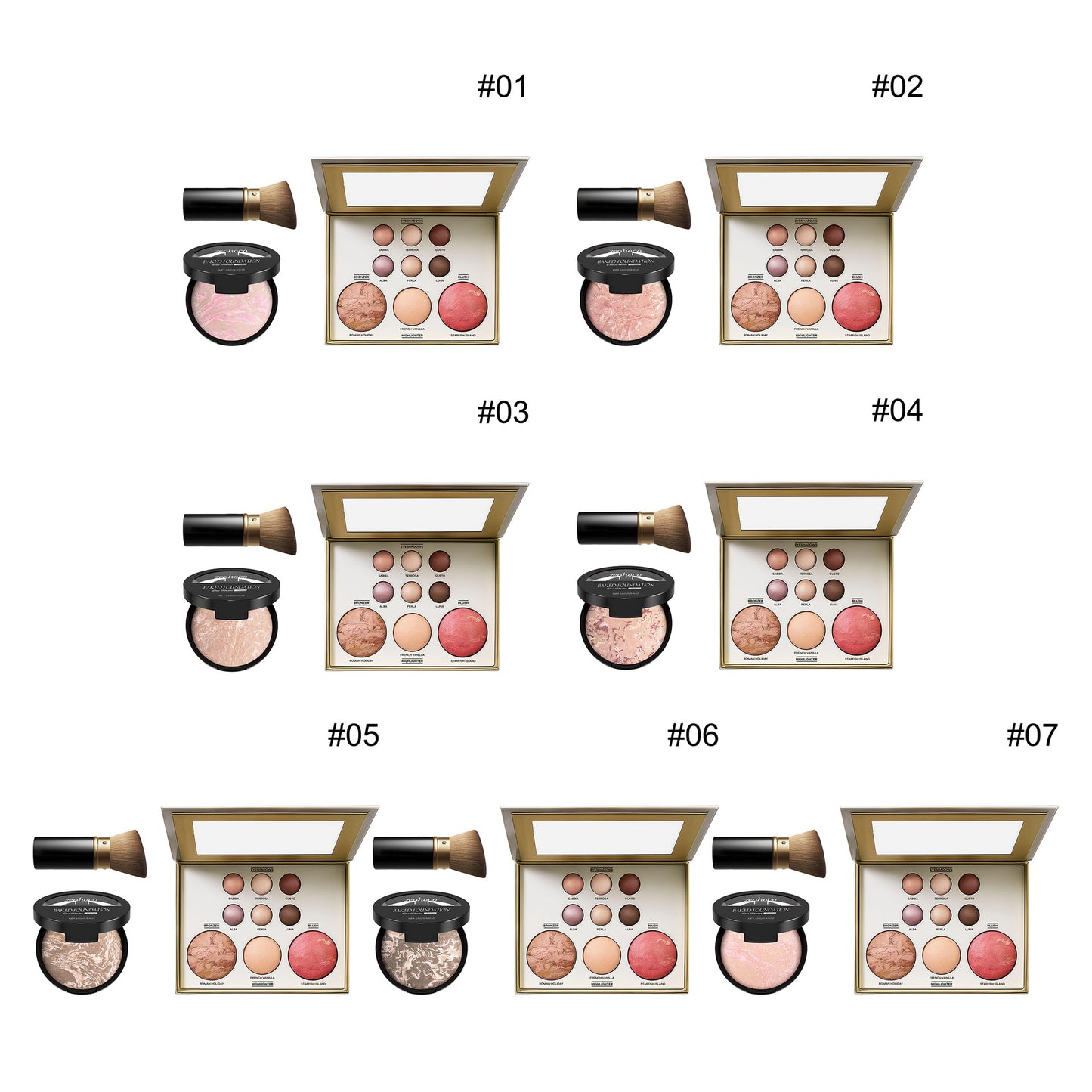 Palette de maquillage tout-en-un Zephoco – Fard à paupières, blush et highlighter avec pinceau pour une utilisation quotidienne et pour offrir