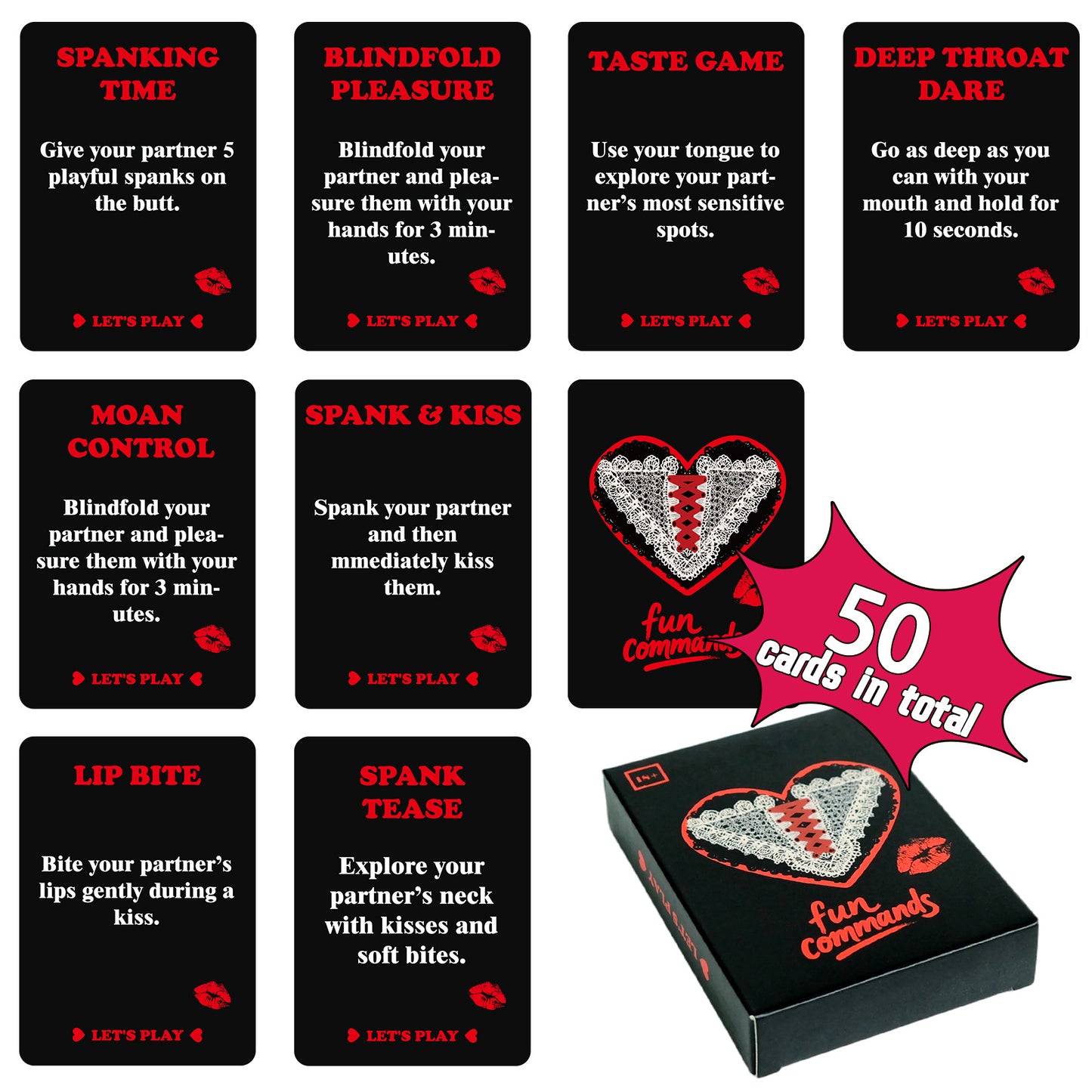 Cartes de jeu de cartes coquines pour couples – Amusement intime et ludique pour vos soirées (50 cartes) (18+)