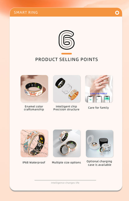 Bague connectée R18 pour femmes – Design en émail, suivi du bien-être et de l'activité