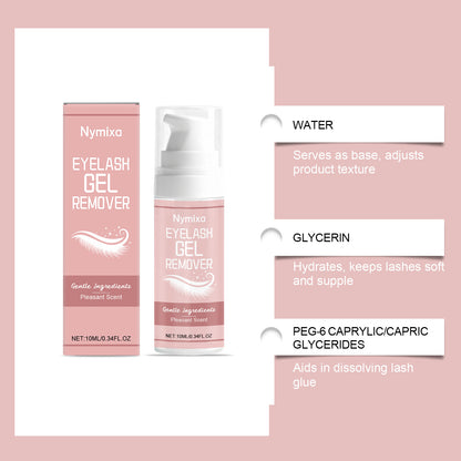Gel removedor de pestañas Nymixa: disolvente suave y de acción rápida para el pegamento de pestañas (10 ml)