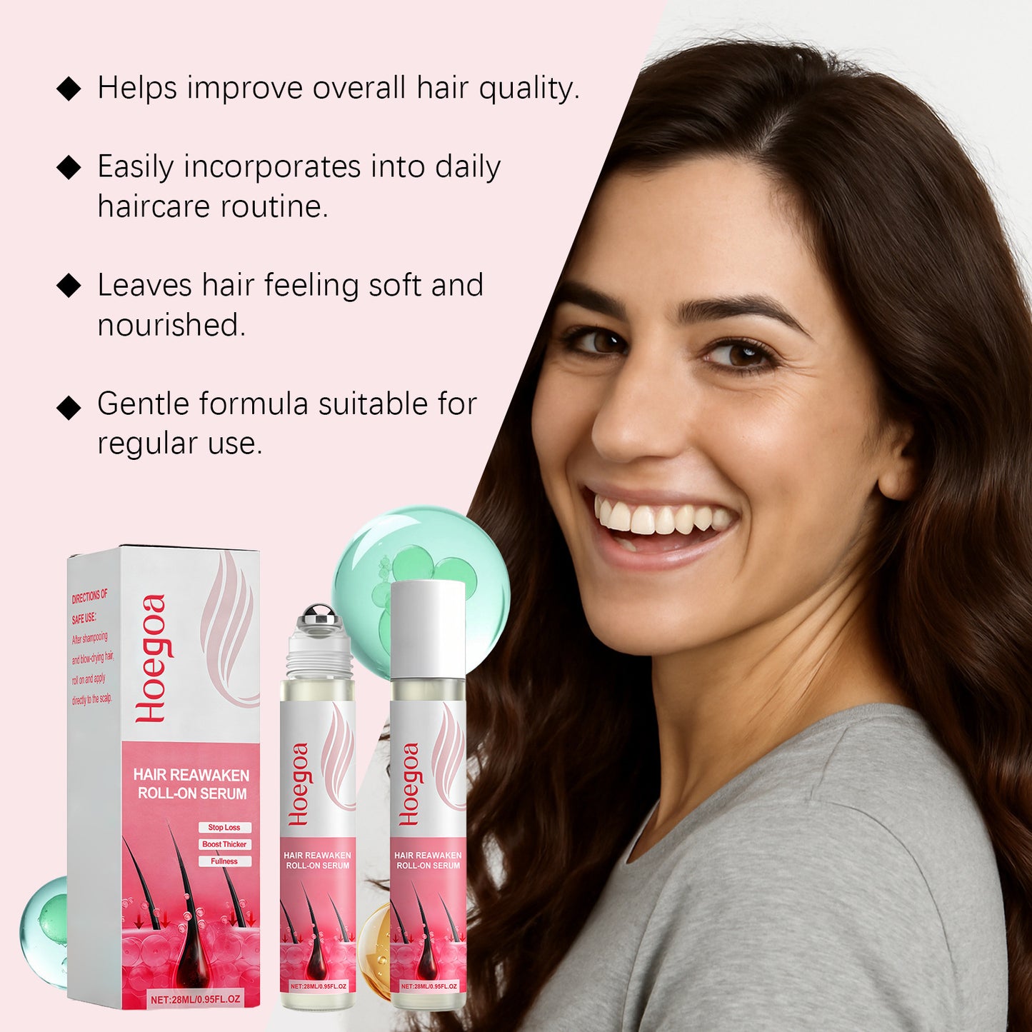 Sérum roll-on Hoegoa Hair Reawaken: hidratación ligera diaria del cuero cabelludo (28 ml)
