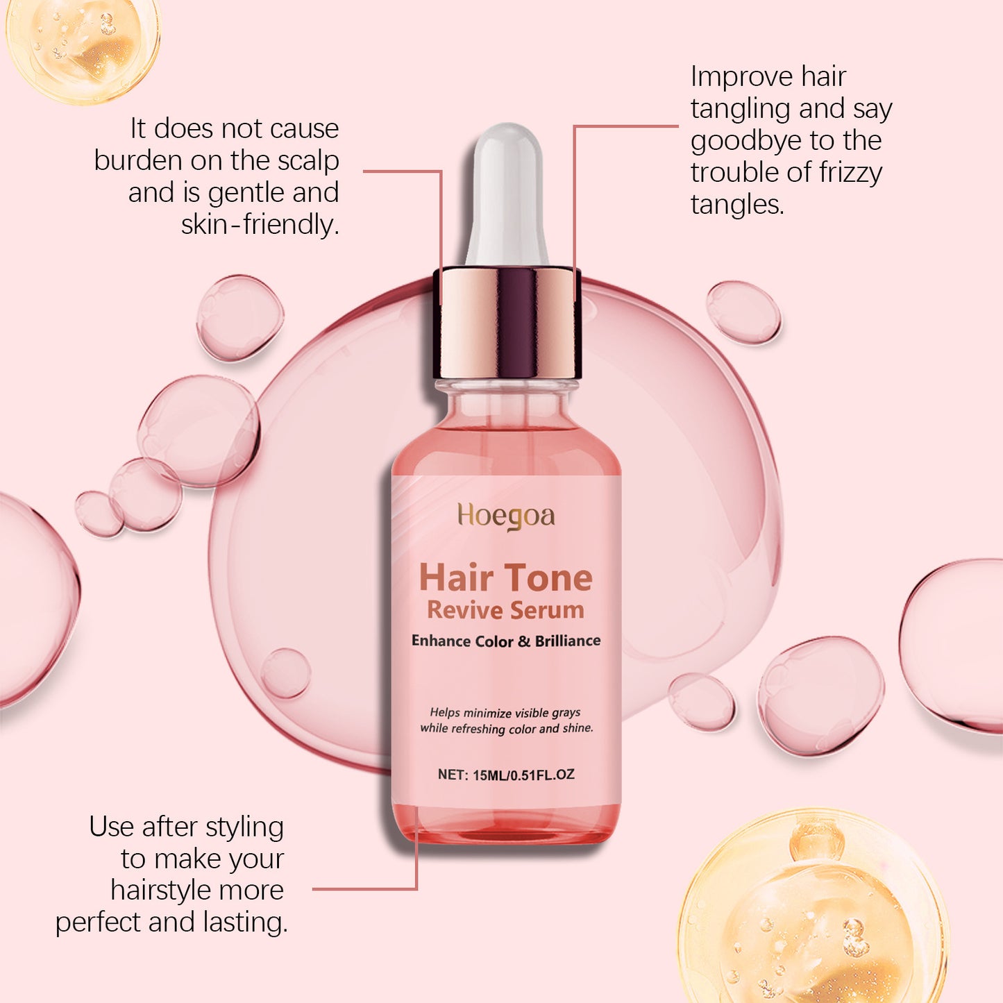 Suero revitalizante del tono capilar Hoegoa: realza el color y el brillo (15 ml)