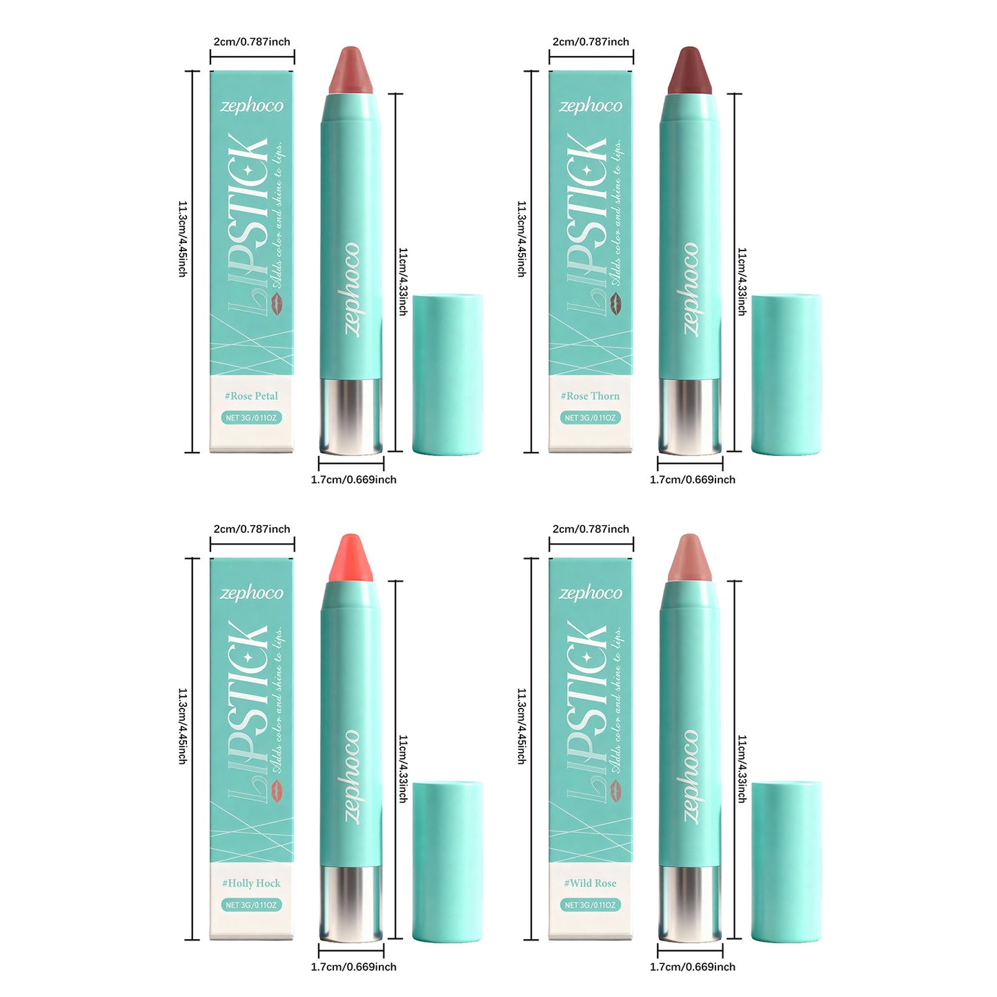 Crayon à lèvres Zephoco – Couleur longue tenue et fini hydratant