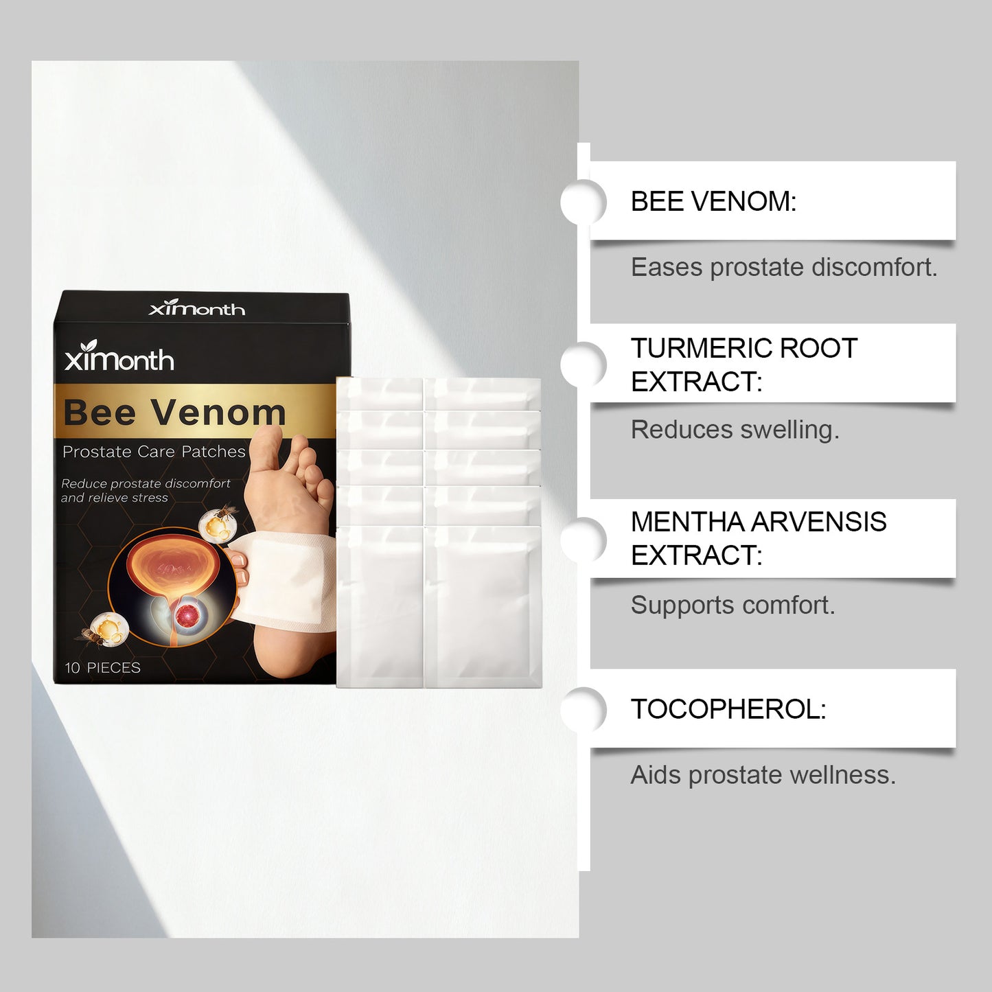 Ximonth Bee Venom Prostate Care Patches – Gentle Warming Body Wellness Patches (10pcs)