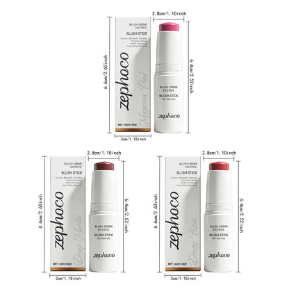 Zephoco Cream Blush Stick: Maquillaje suave y difuminable con brillo natural para mejillas y labios