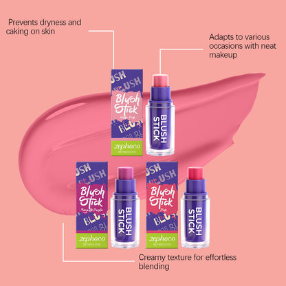 Zephoco Cream Blush Stick – Creamy Blendable Color for Natural Cheeks