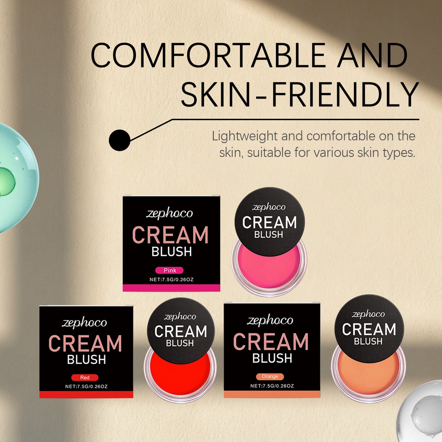 Zephoco Cream Blush – Lightweight Buildable Cream Blush with Smooth Color Payoff