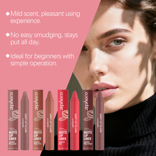 Zephoco Matte Lip Liner – Long-Wear Lipstick Pencil for Defined Lips