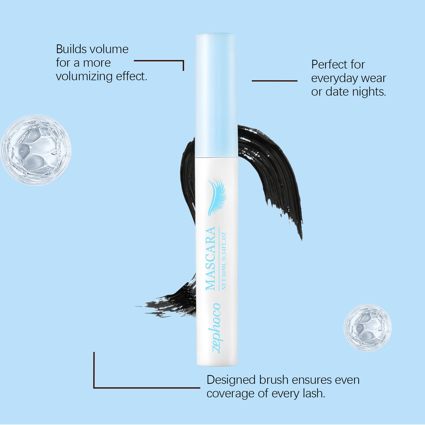 Zephoco Everyday Volumizing Mascara – Smooth, Even-Coating & Natural Lift Effect