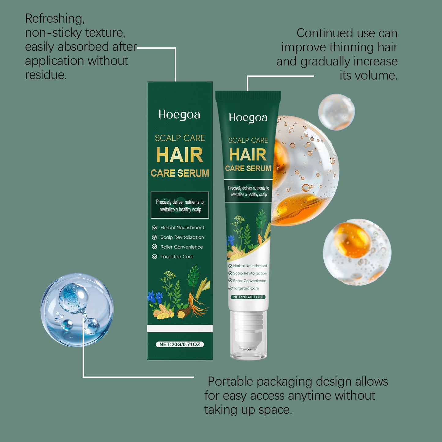 Suero capilar Hoegoa Scalp Care: nutrición herbal y revitalización del cuero cabelludo (20 g)