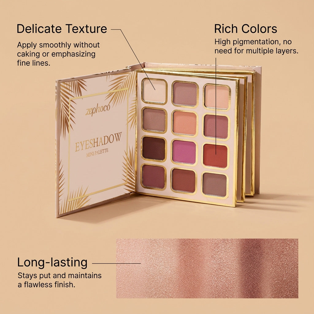 Zephoco Eyeshadow Mini Palette – Rich Pigment & Long-Lasting Smooth Finish