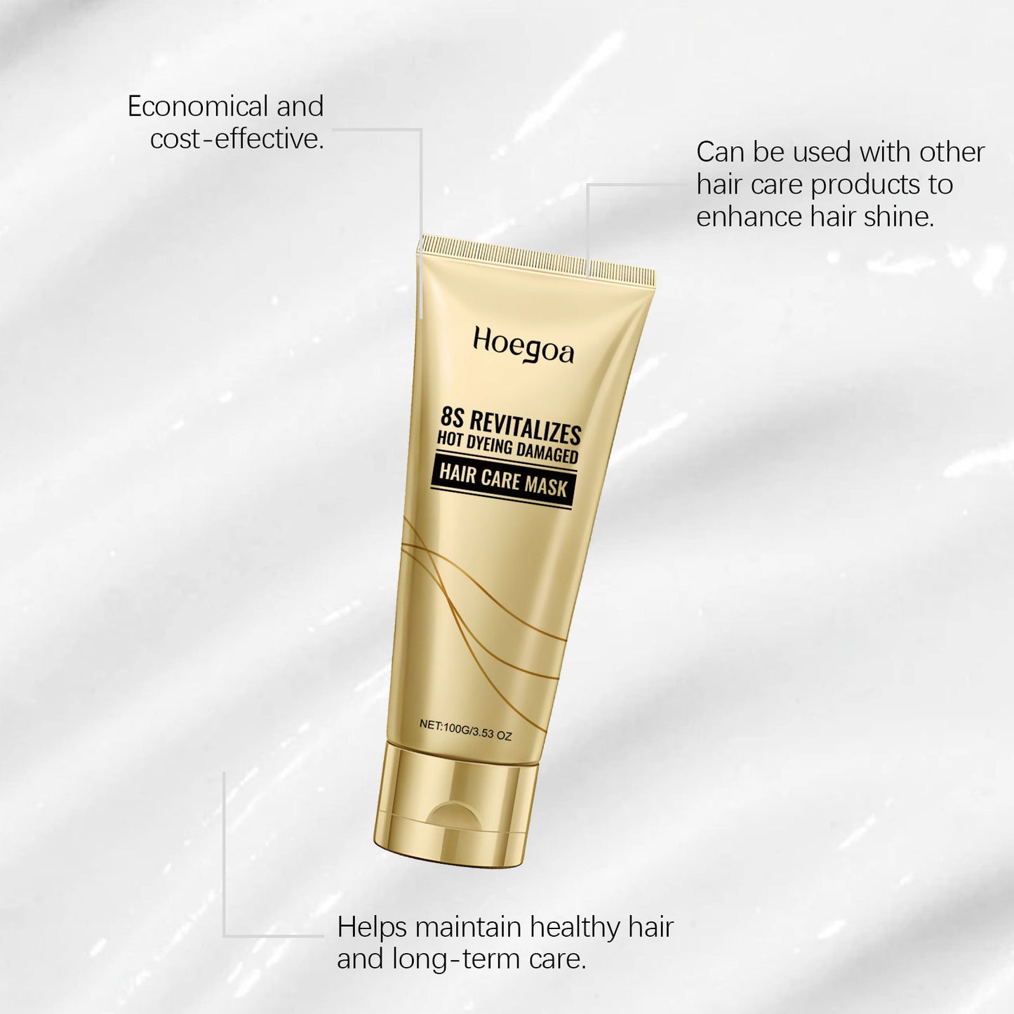 Mascarilla capilar revitalizante Hoegoa 8S: restaura el cabello dañado por la coloración (100 g)