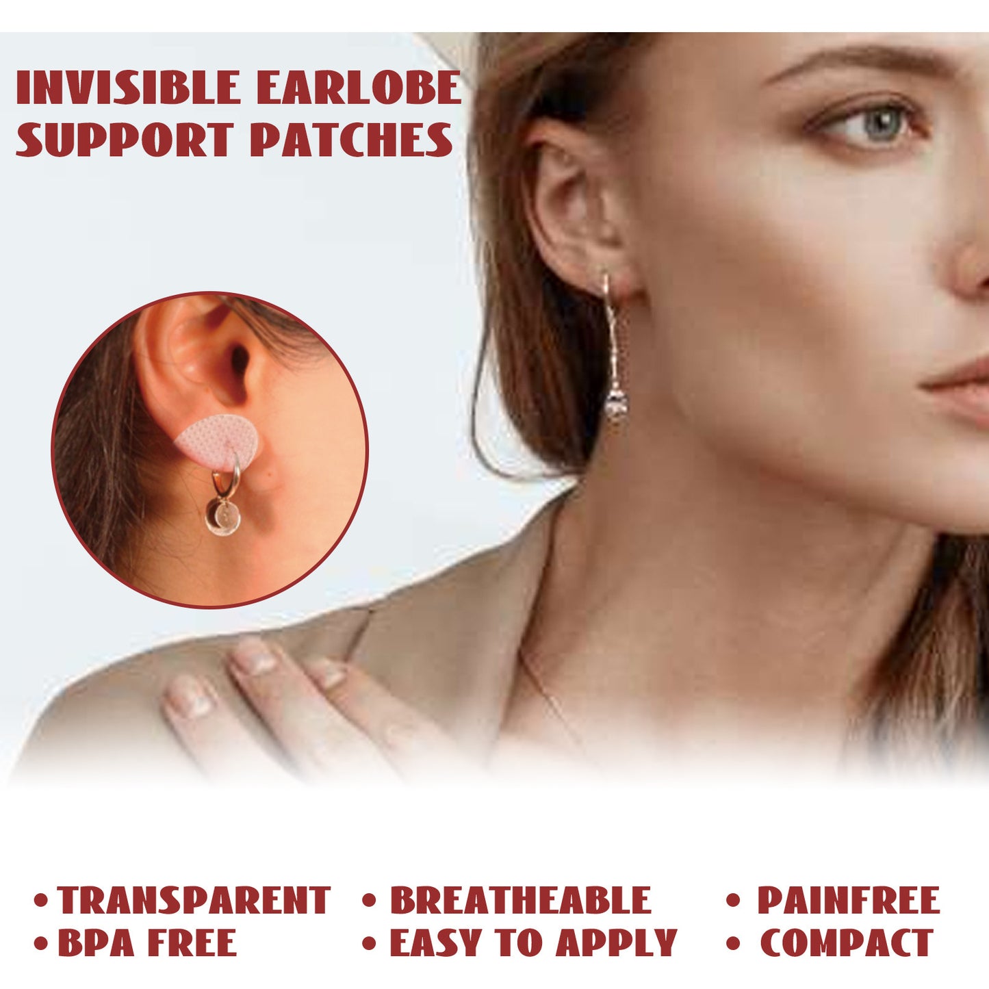 EELHOE Invisible Earlobe Support Patches – Lightweight Earring Support Pads
