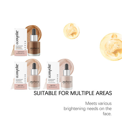 Zephoco Concentrated Liquid Highlighter – Light Brown / Light Gold / Light Pink Glow Drops