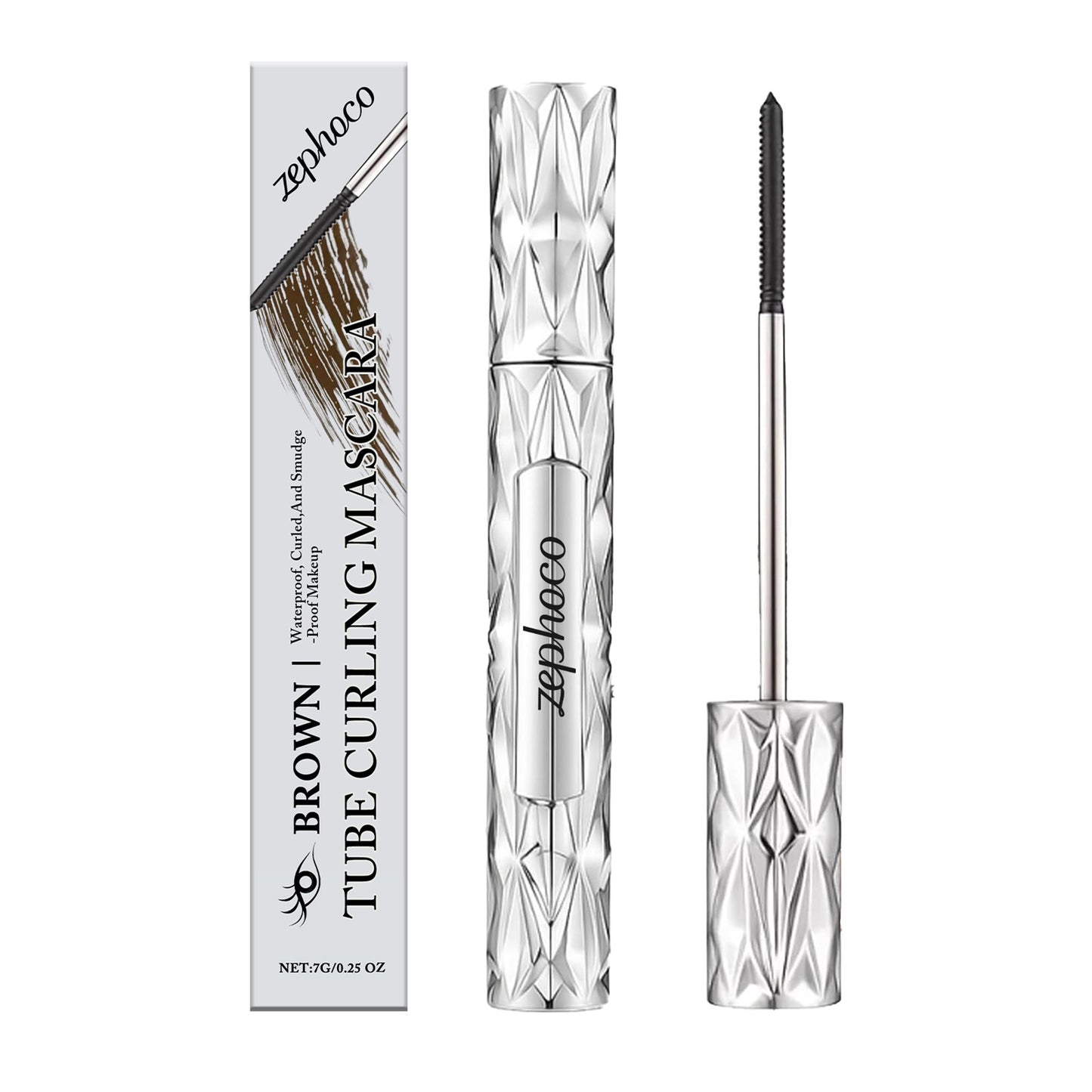 Mascara recourbant en tube Zephoco (Noir/Brun) – Formule waterproof allongeante et nourrissante pour les cils