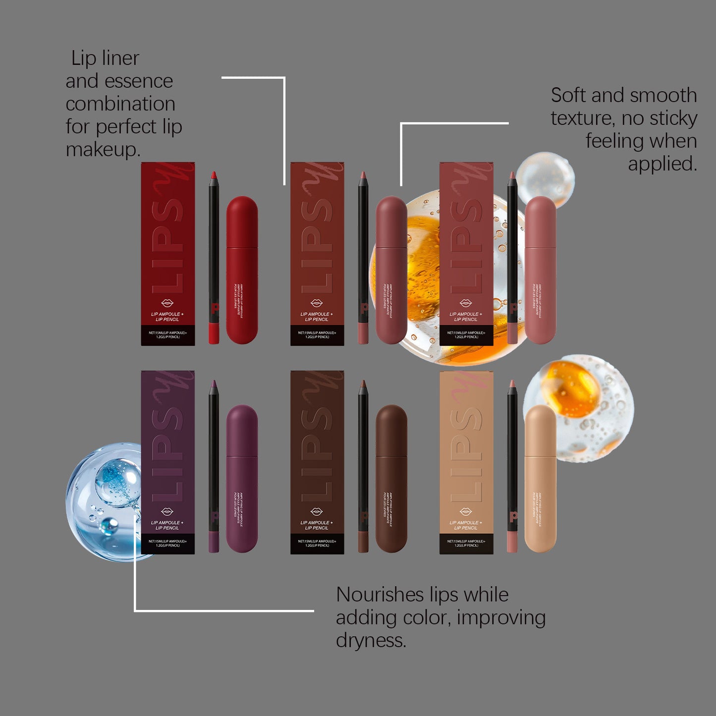 Duo Ampoule à Lèvres et Crayon à Lèvres – Définition Lisse Longue Tenue