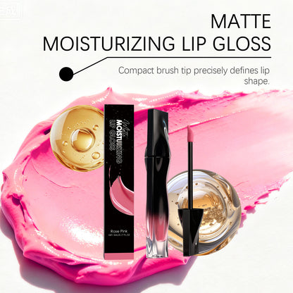 Zephoco Matte Moisturizing Lip Gloss – Soft Matte Lip Color with Precision Brush