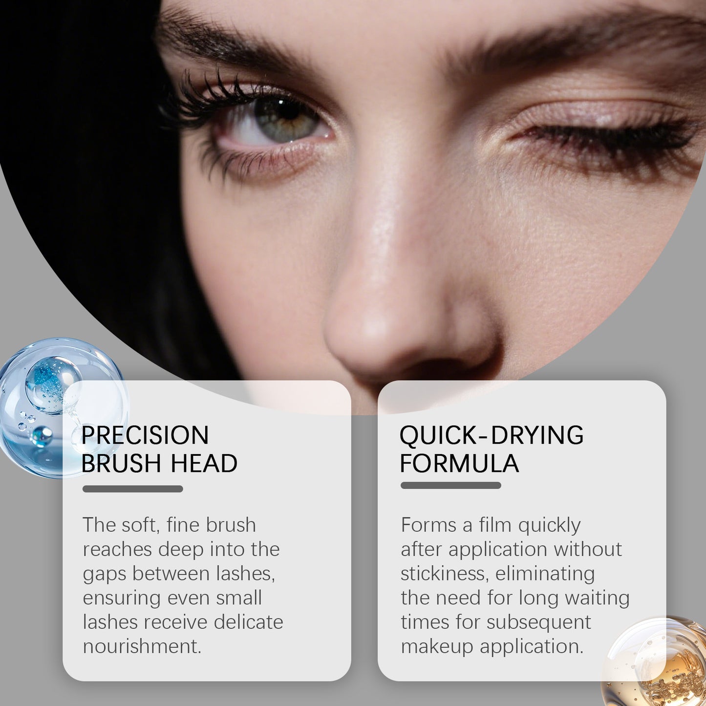 Suero potenciador de pestañas con aceite de ricino: fórmula ligera y nutritiva para el cuidado diario y nocturno de las pestañas.