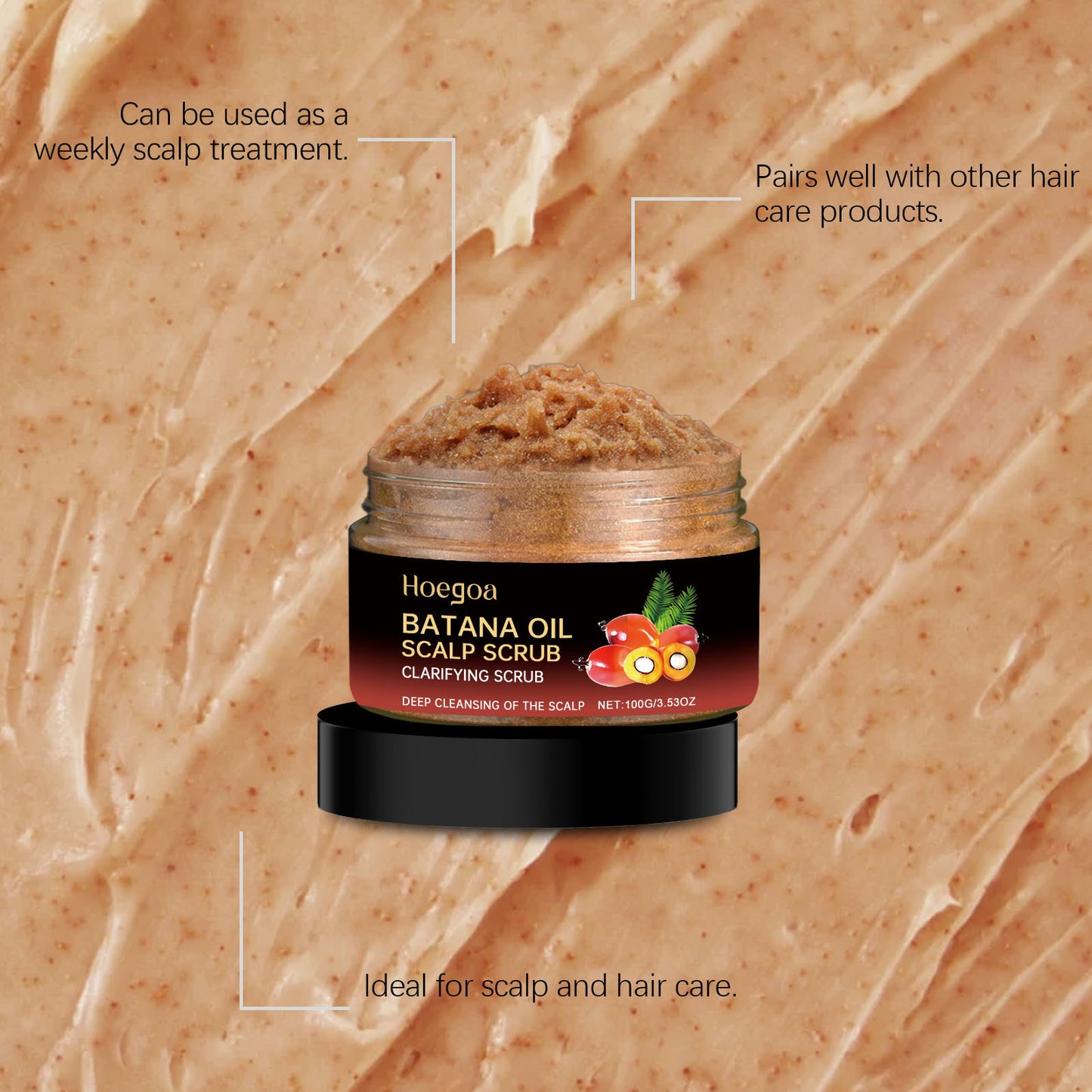 Exfoliante para el cuero cabelludo con aceite de Hoegoa Batana: cuidado clarificante y de limpieza profunda (100 g)