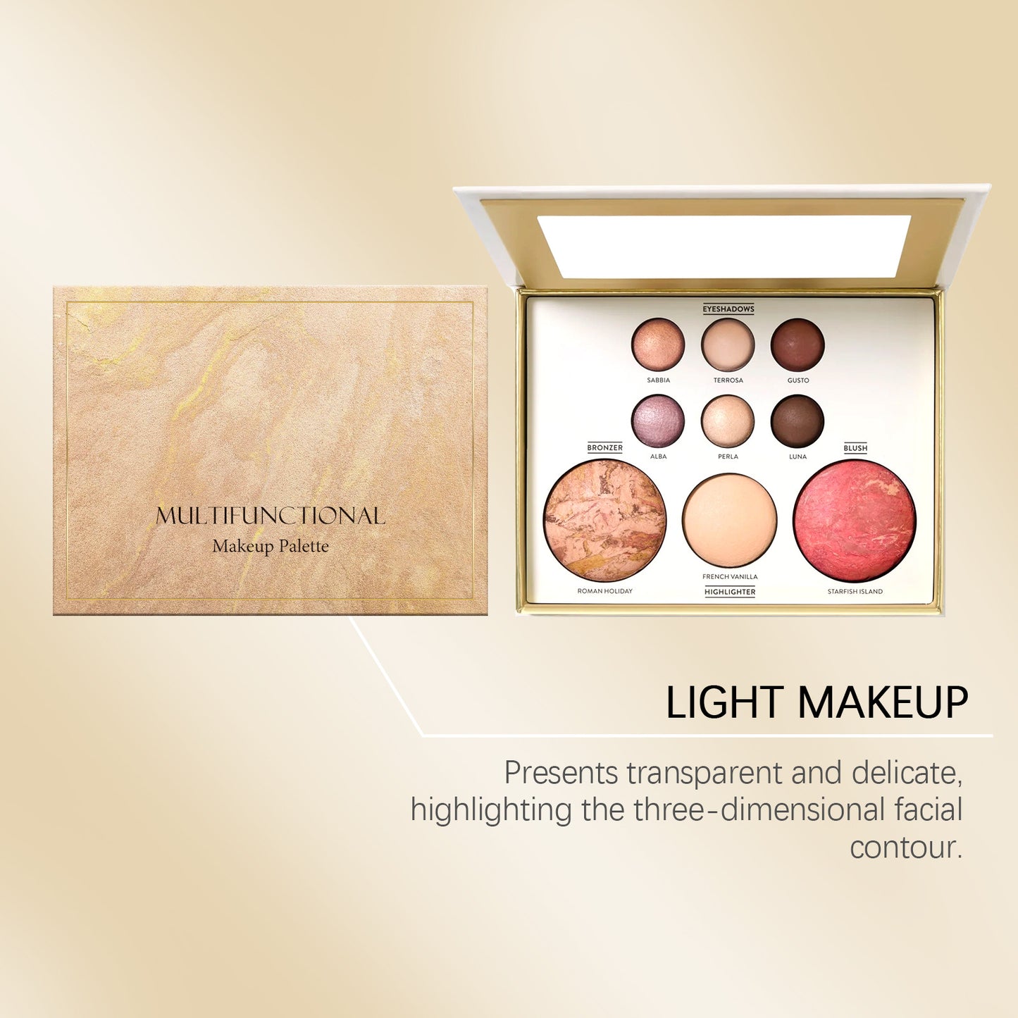 Multifunctional Makeup Palette – Eyeshadow, Bronzer, Highlighter & Blush in One