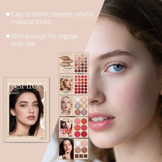 Zephoco Fashion All-in-One Makeup Palette – Eyeshadow, Lip Gloss, Blush & Contour