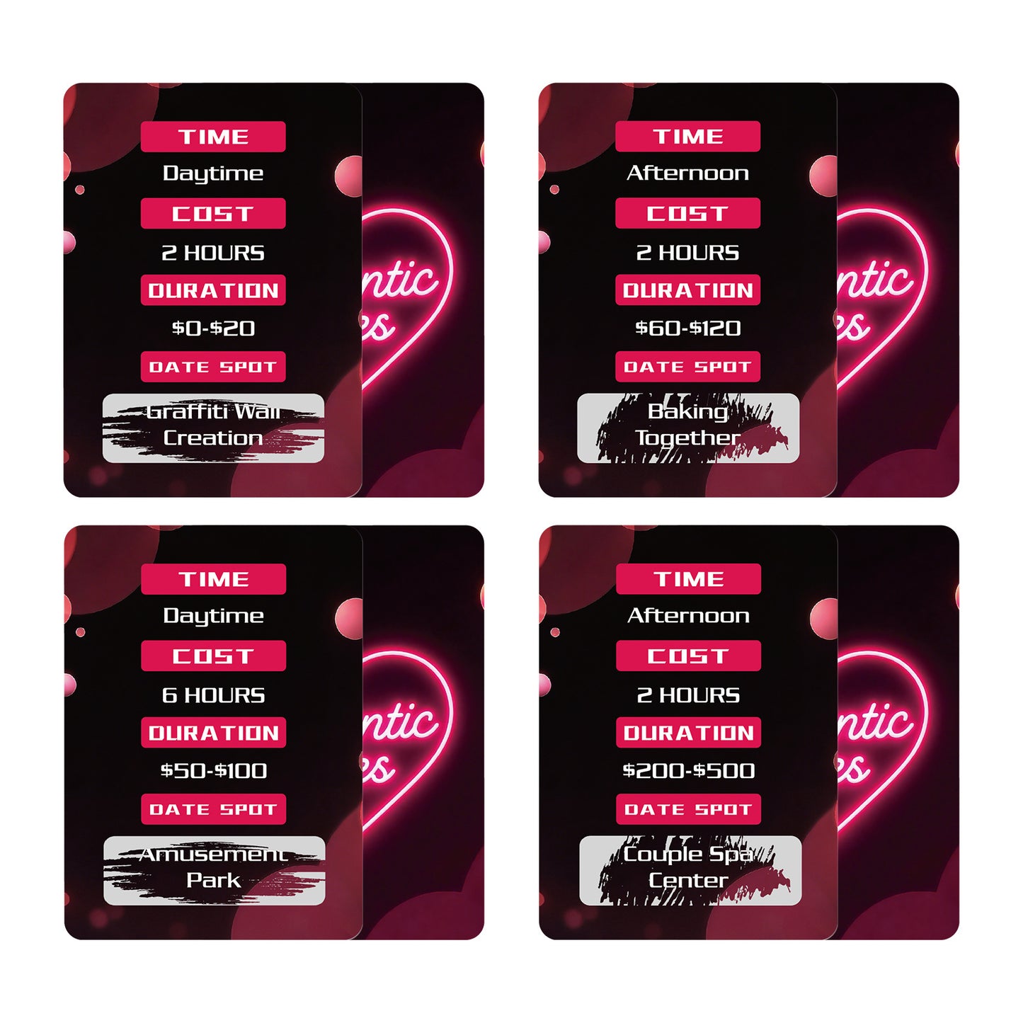 Cartes à gratter romantiques pour couples – Jeu interactif amusant (46 cartes) (18+)