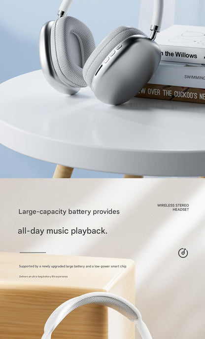 Auriculares inalámbricos Bluetooth supraaurales: graves profundos y sonido envolvente de 360° (compatibles con Apple P9)