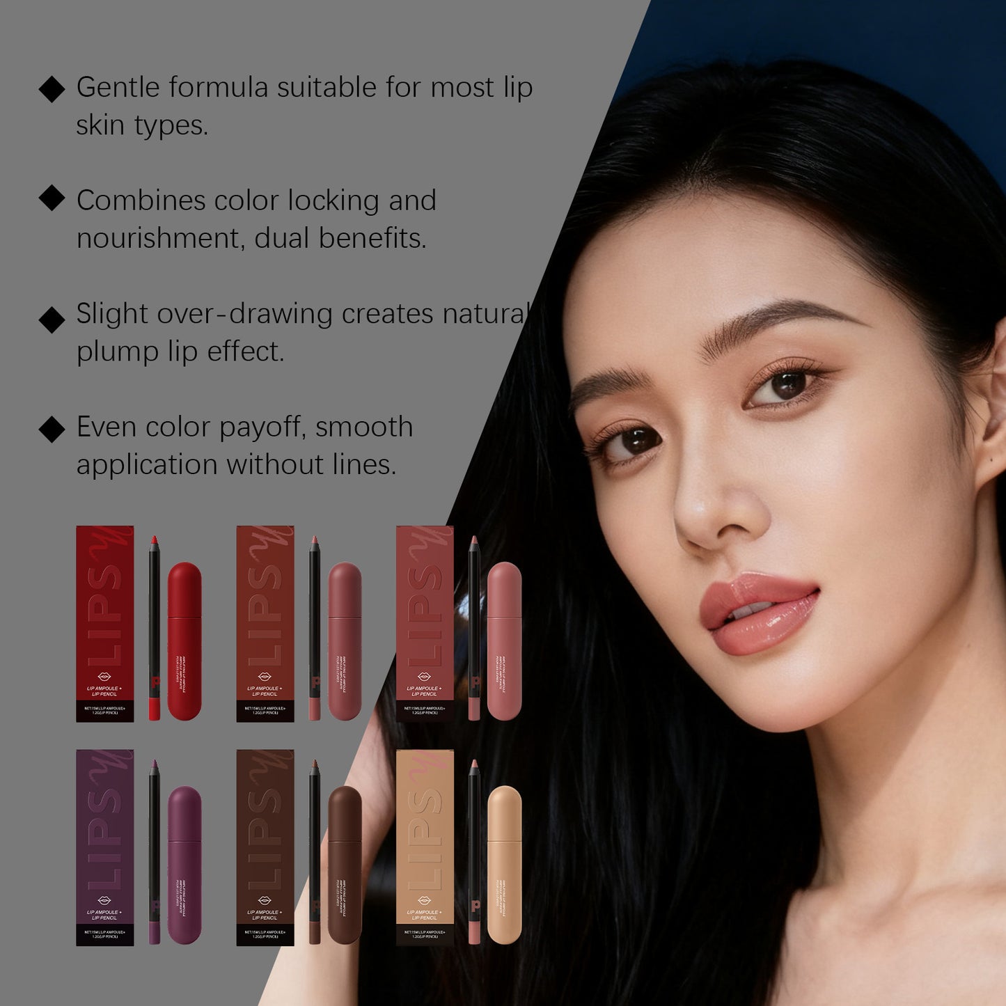 Duo Ampoule à Lèvres et Crayon à Lèvres – Définition Lisse Longue Tenue
